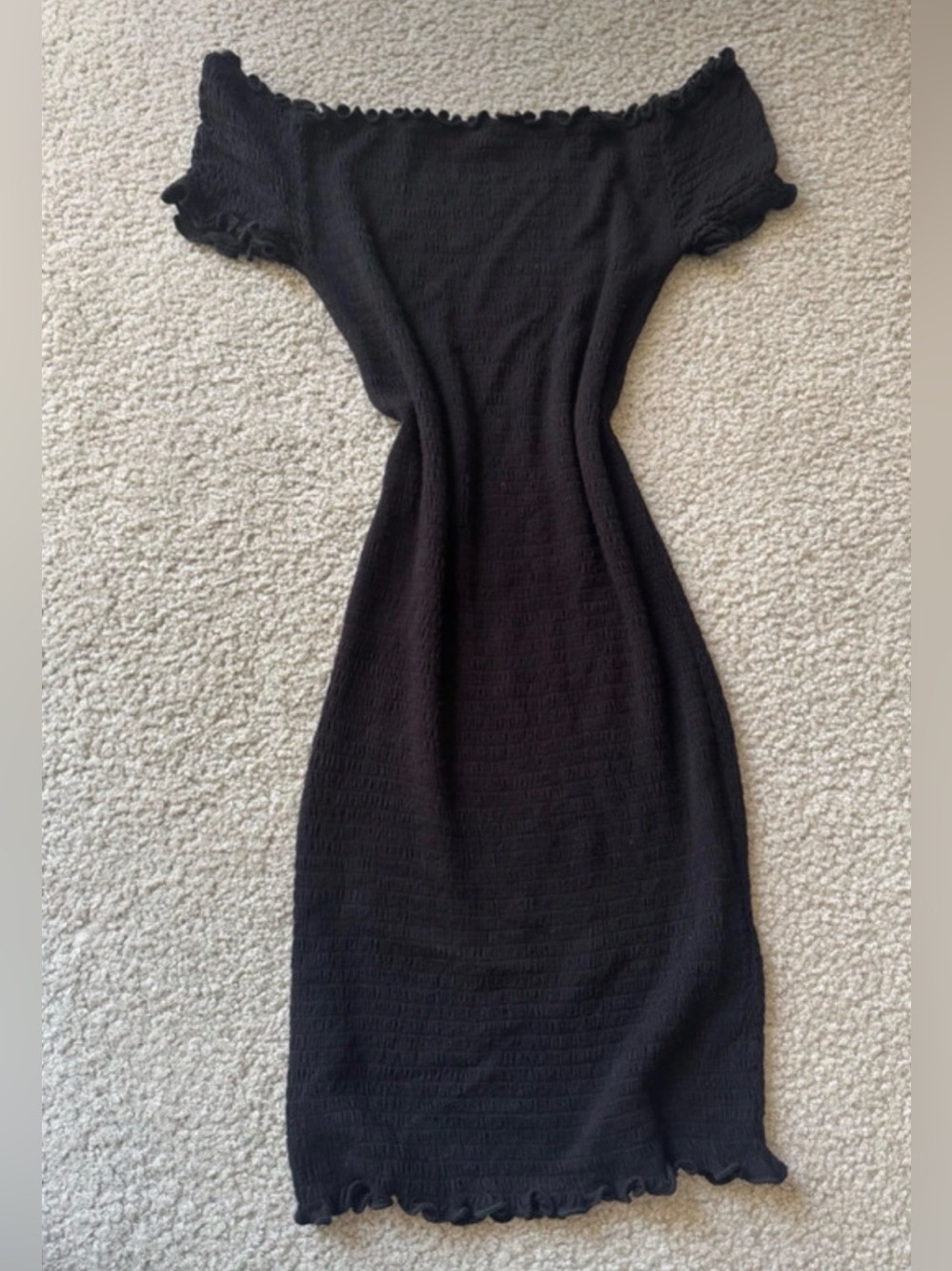 Fashion Nova Black Off-Shoulder Ruffled Bodycon Dress